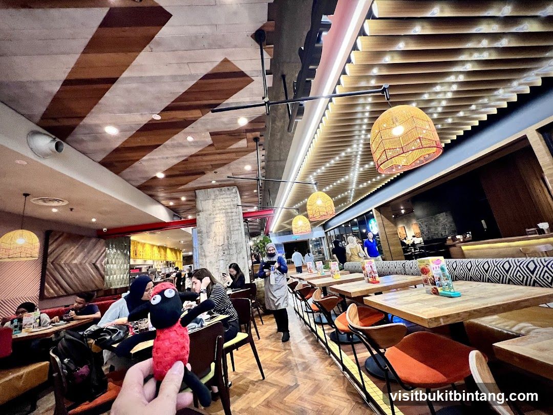 Restaurant Interior with Woven Lamps