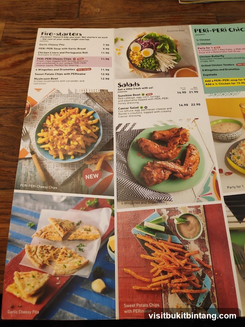 Fire-starters, Salads, PERI-PERI Chicken