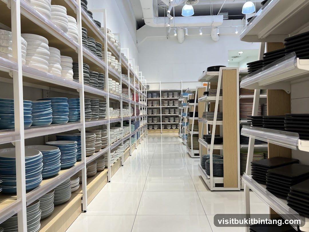 Store Interior with Shelves of Tableware