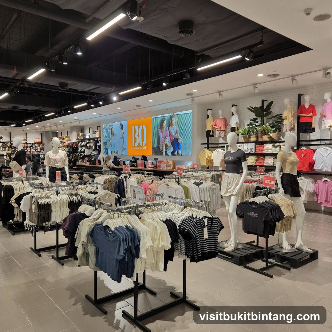 Clothing store interior with mannequins and apparel displays
