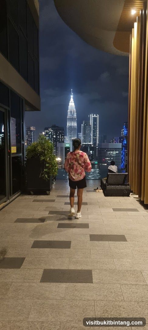 Rooftop View of City Skyline at Night