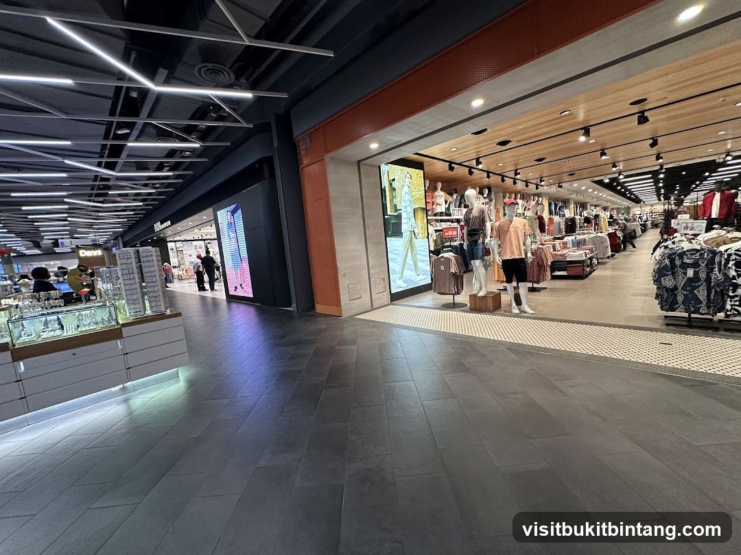 Clothing store interior with mannequins and displays