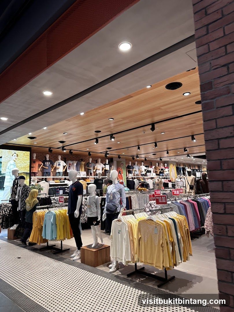Clothing store interior with mannequins and apparel