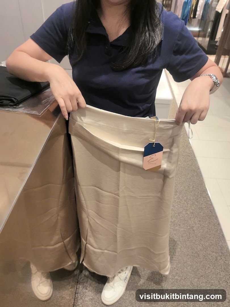 Woman holding a skirt