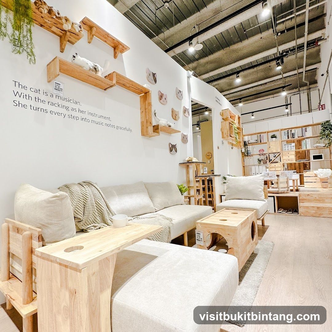 Cat-themed lounge area