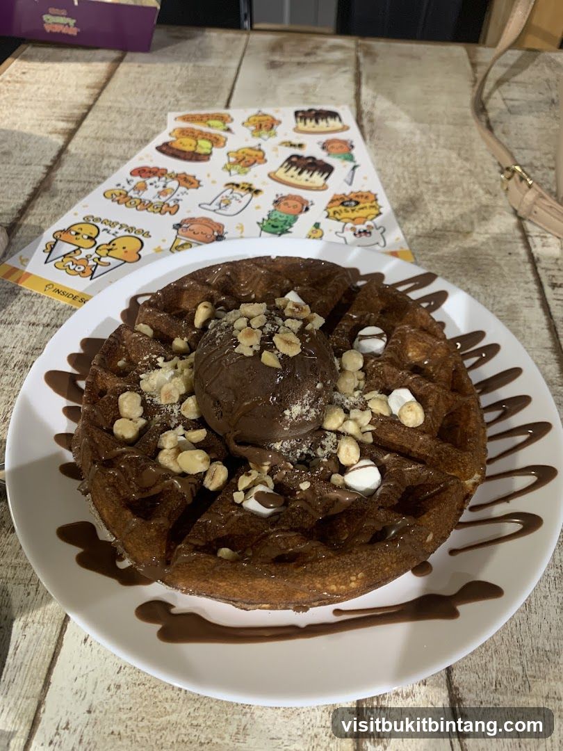 Chocolate Waffle with Ice Cream