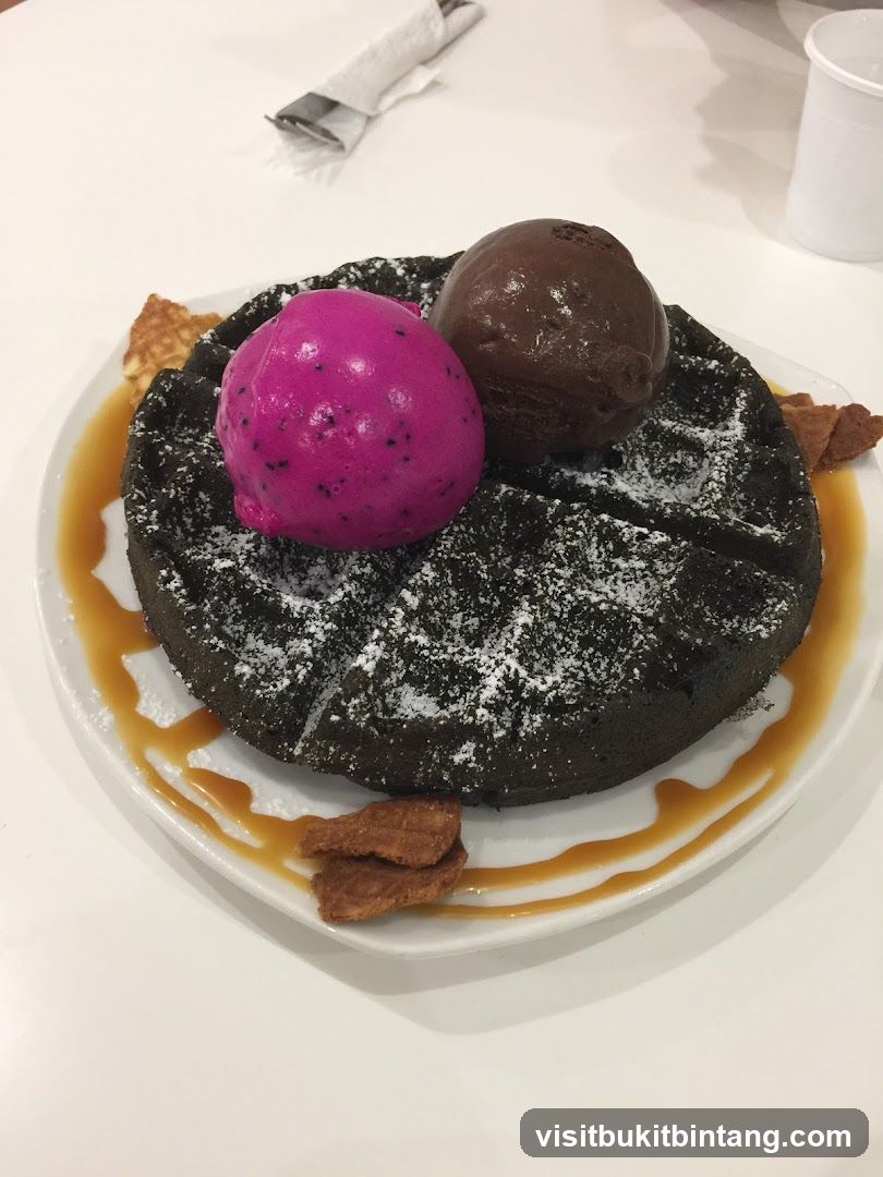Dark Chocolate Waffle with Ice Cream