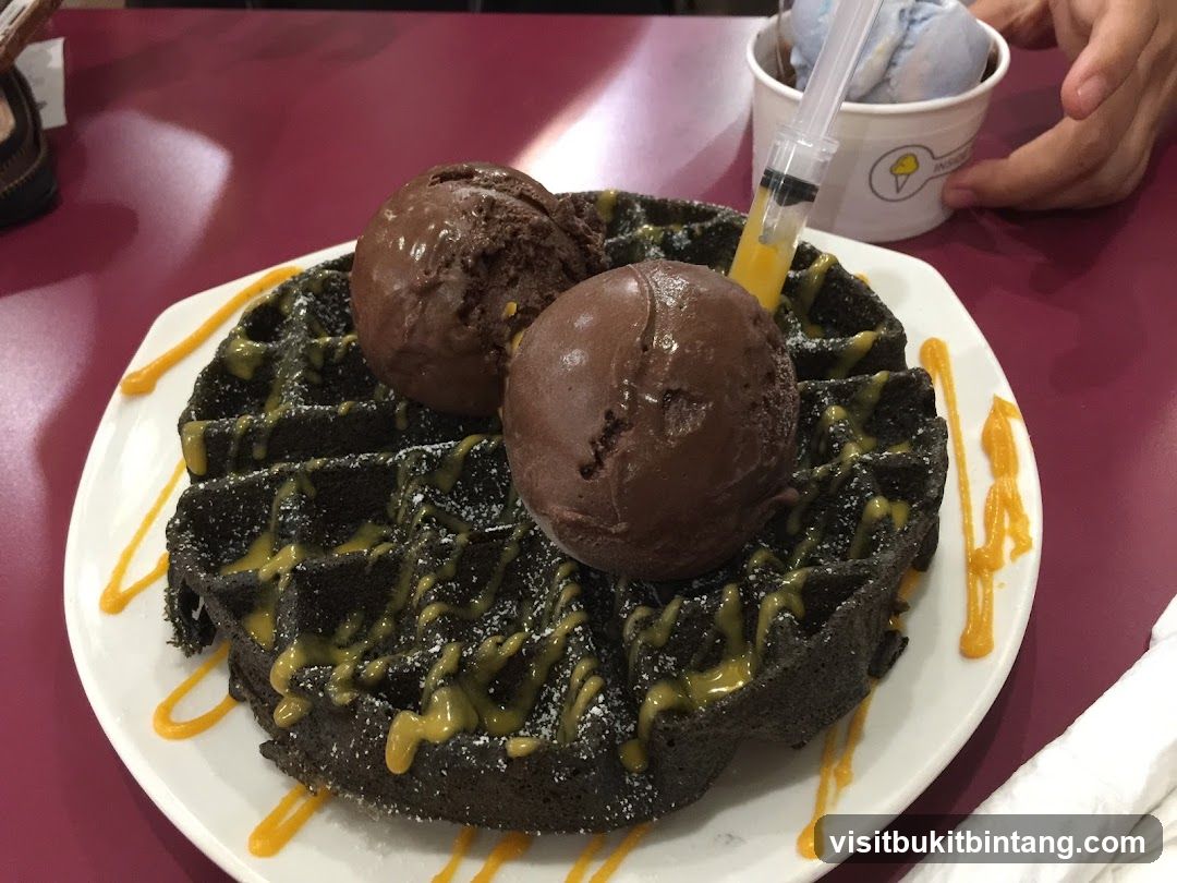 Chocolate Waffle with Ice Cream