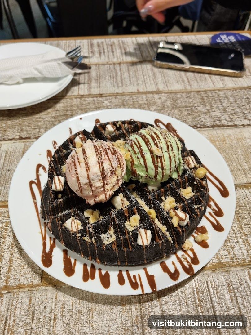 Dark Chocolate Waffle with Ice Cream