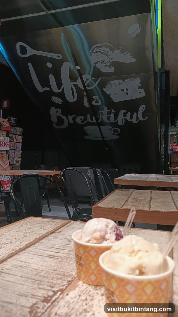 Ice cream cups on a table