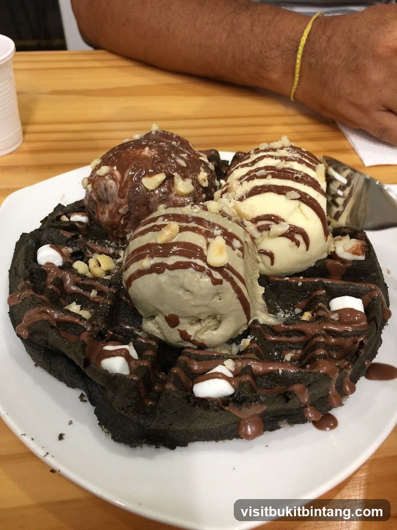 Dark Waffle with Ice Cream