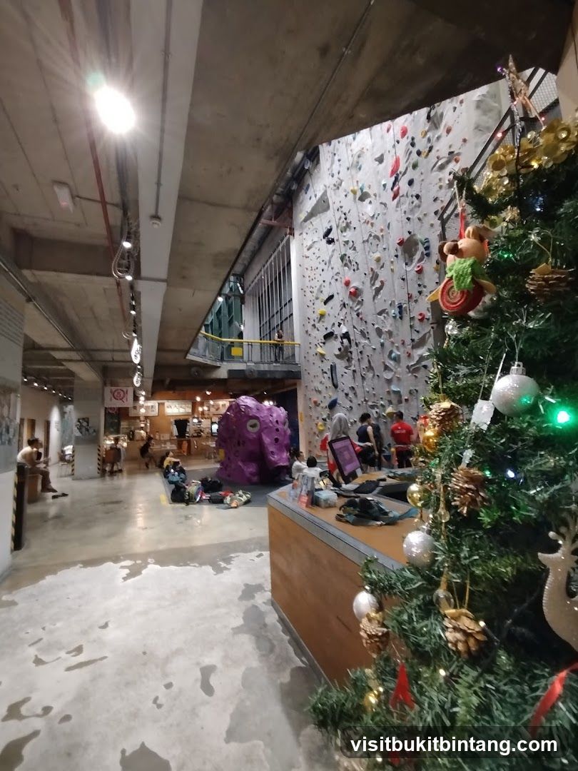 Indoor Climbing Gym with Christmas Decorations