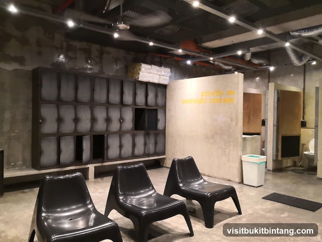 Storage Lockers and Seating Area