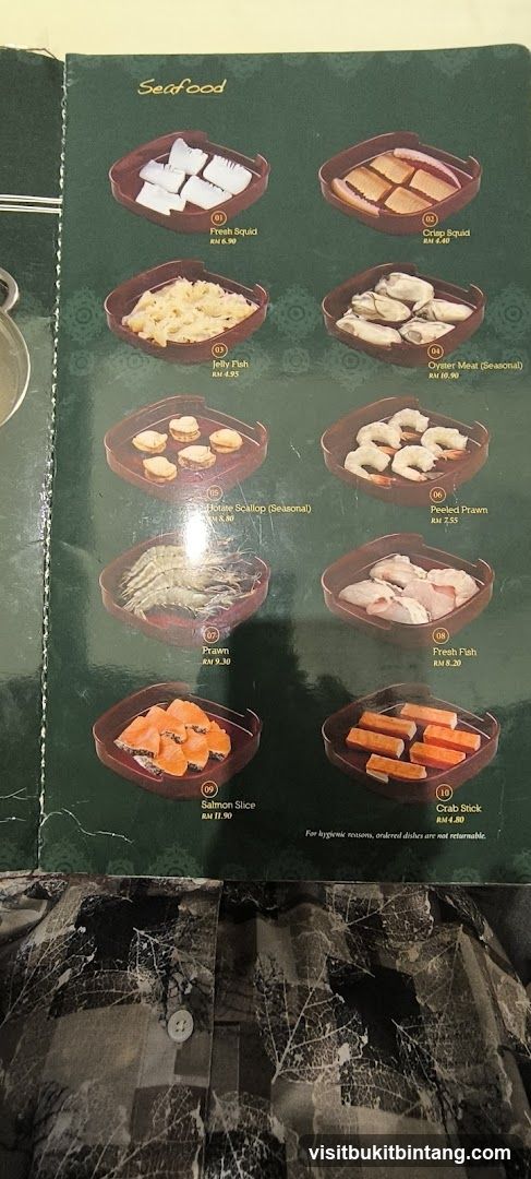 Seafood Menu