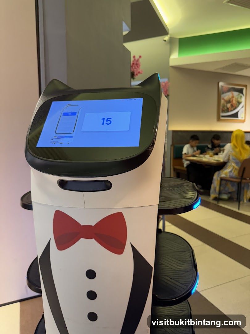 Robot waiter in a restaurant