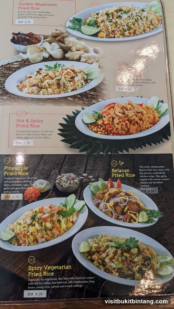 Fried Rice Menu