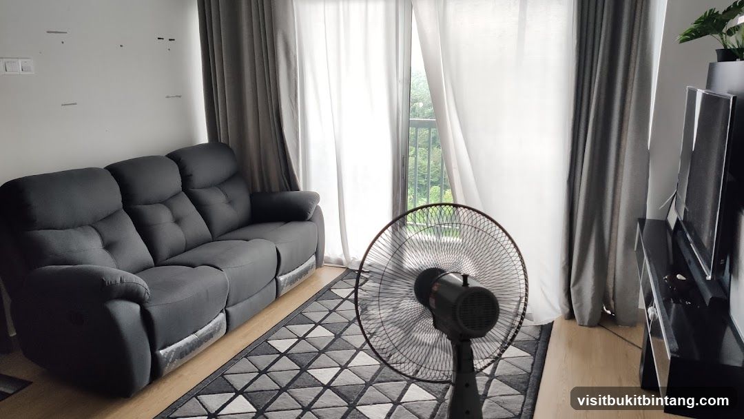 Living Room with Sofa and Fan