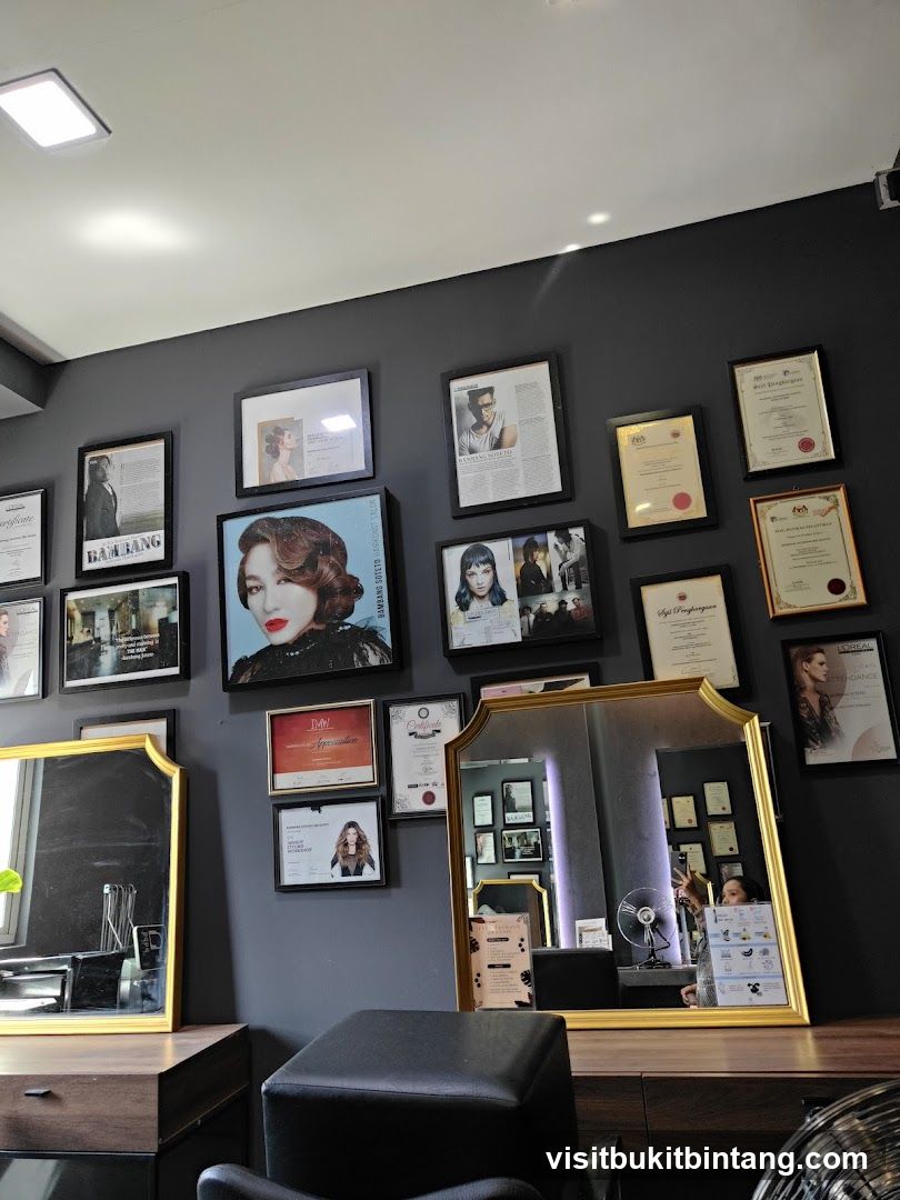 Salon Interior with Framed Pictures and Mirrors