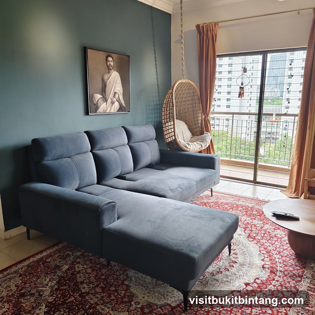 Living Room with Sofa and Hanging Chair