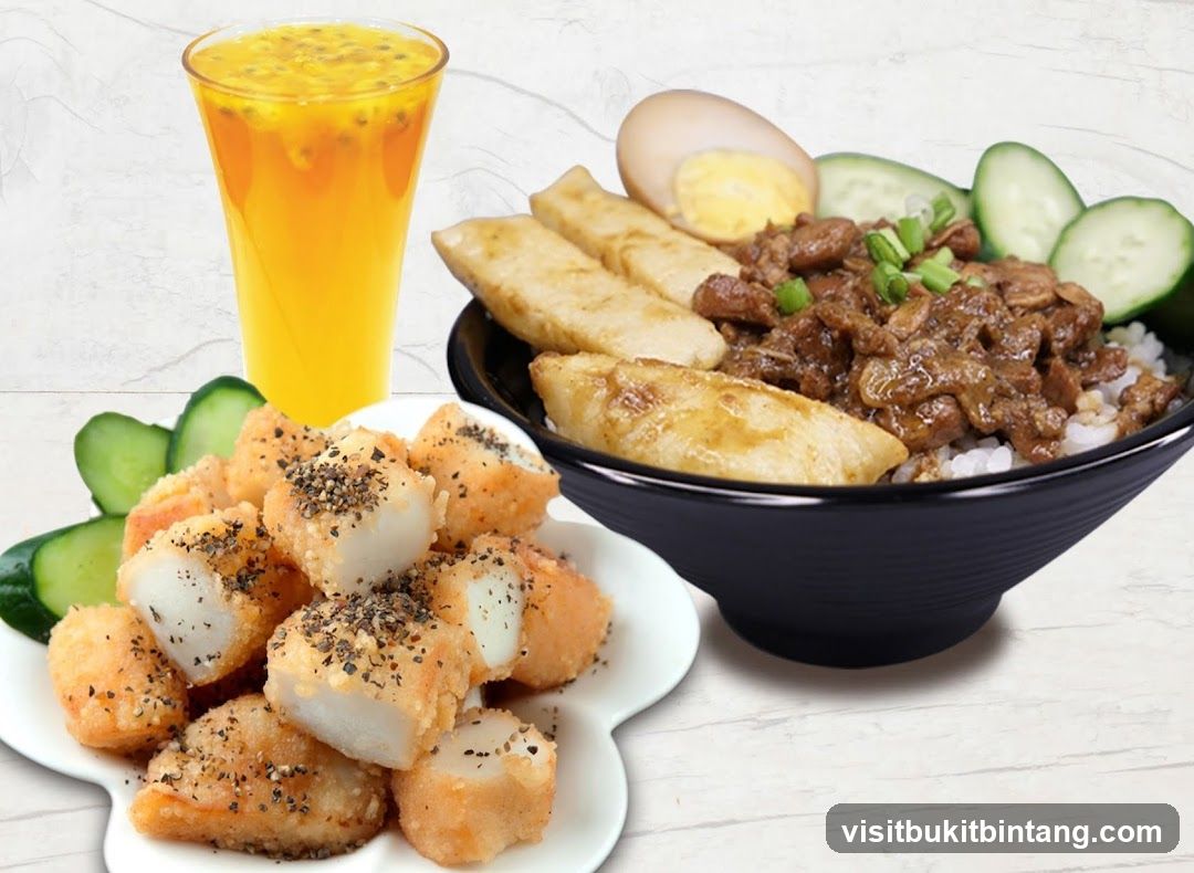 Taiwanese Braised Pork Rice Bowl with Fried Tofu and Passion Fruit Drink