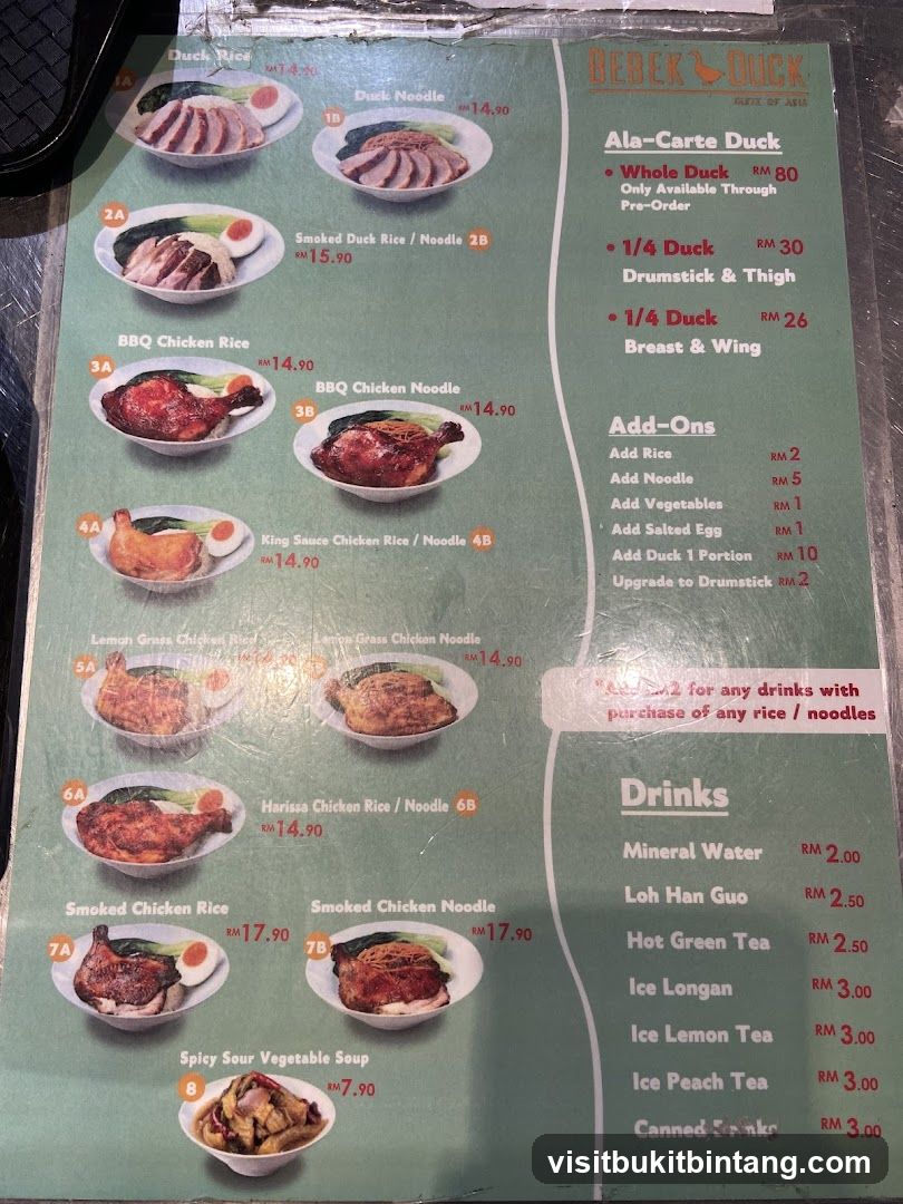 BEBEK DUCK Menu