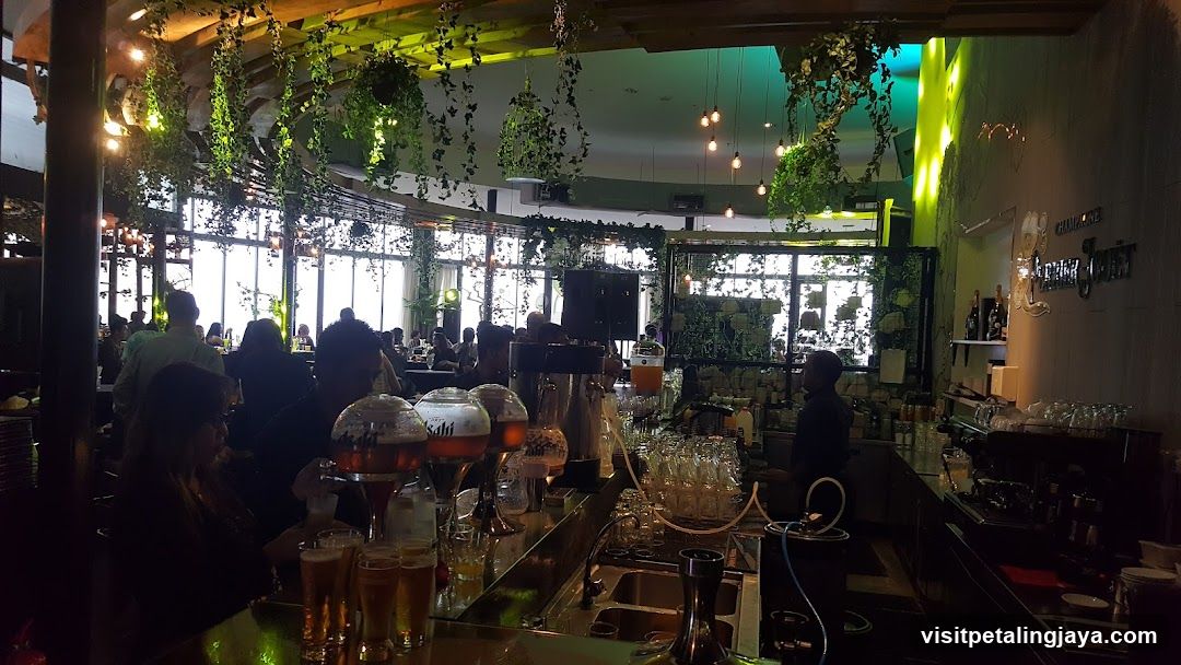 Bar Interior with Greenery Decor