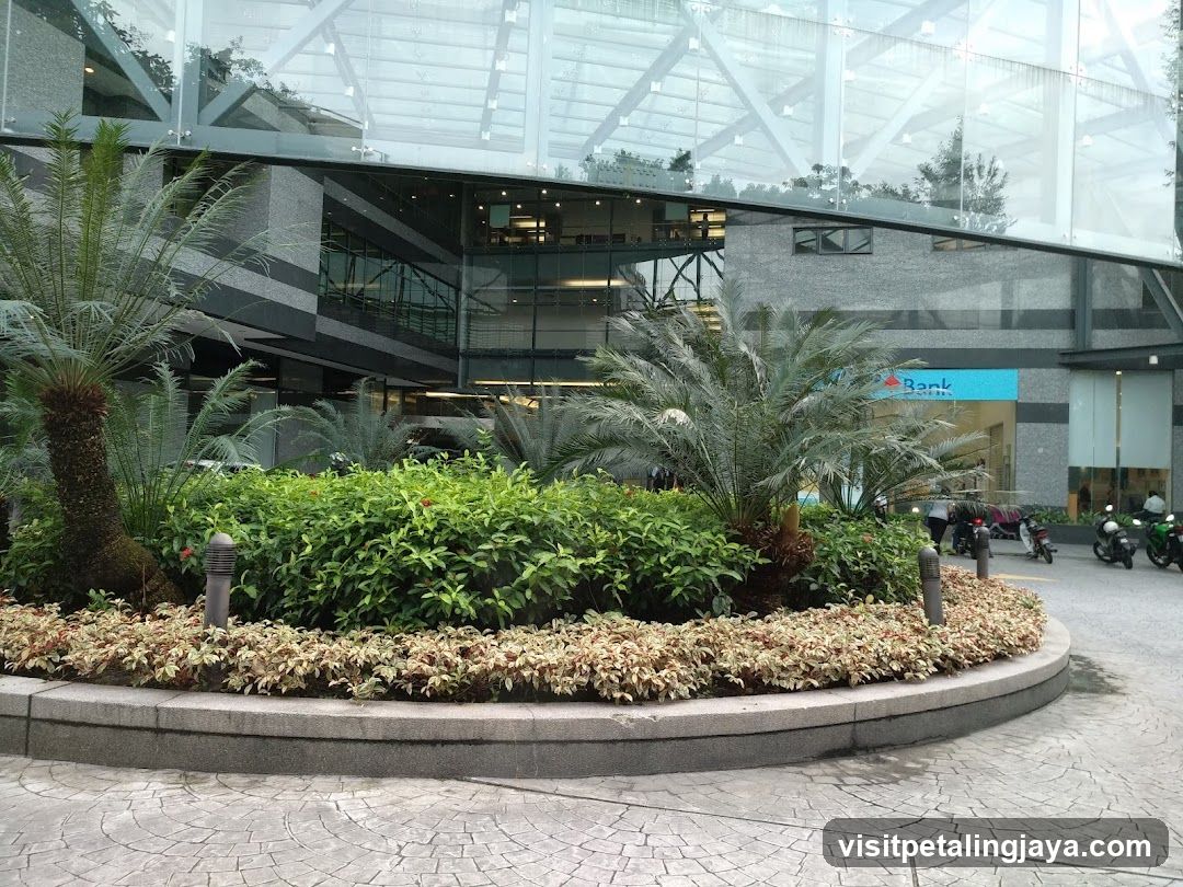 Modern Building Entrance with Landscaping