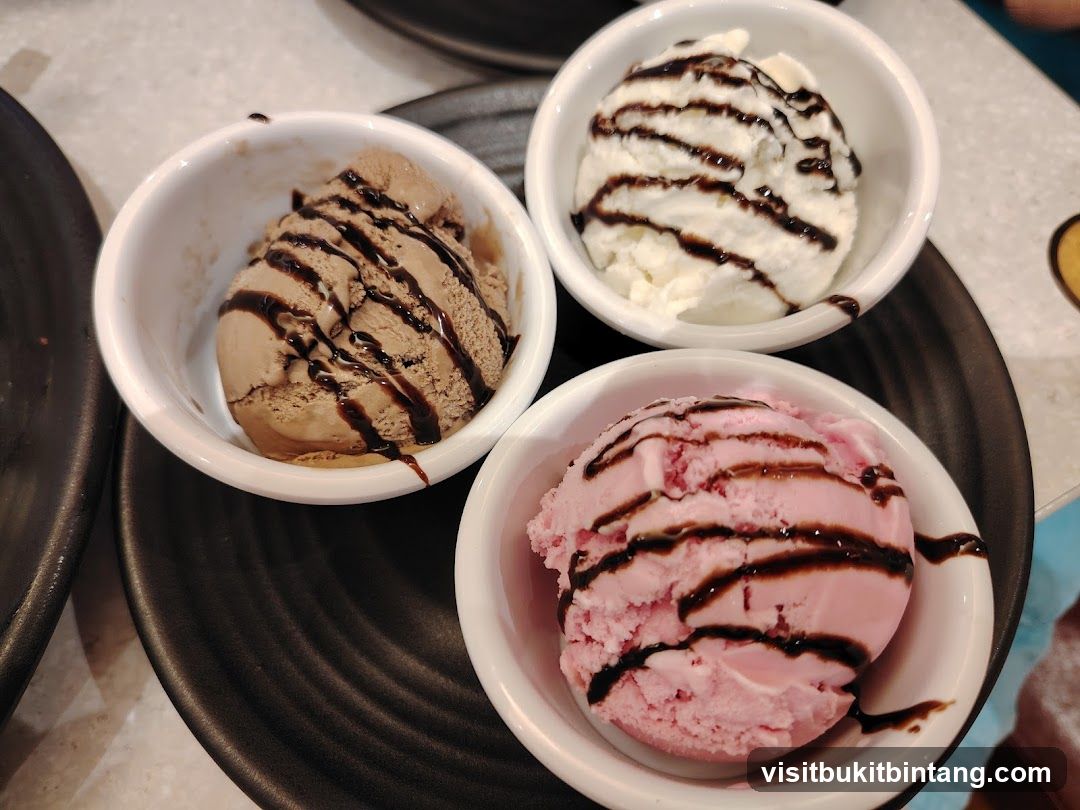 Three bowls of ice cream
