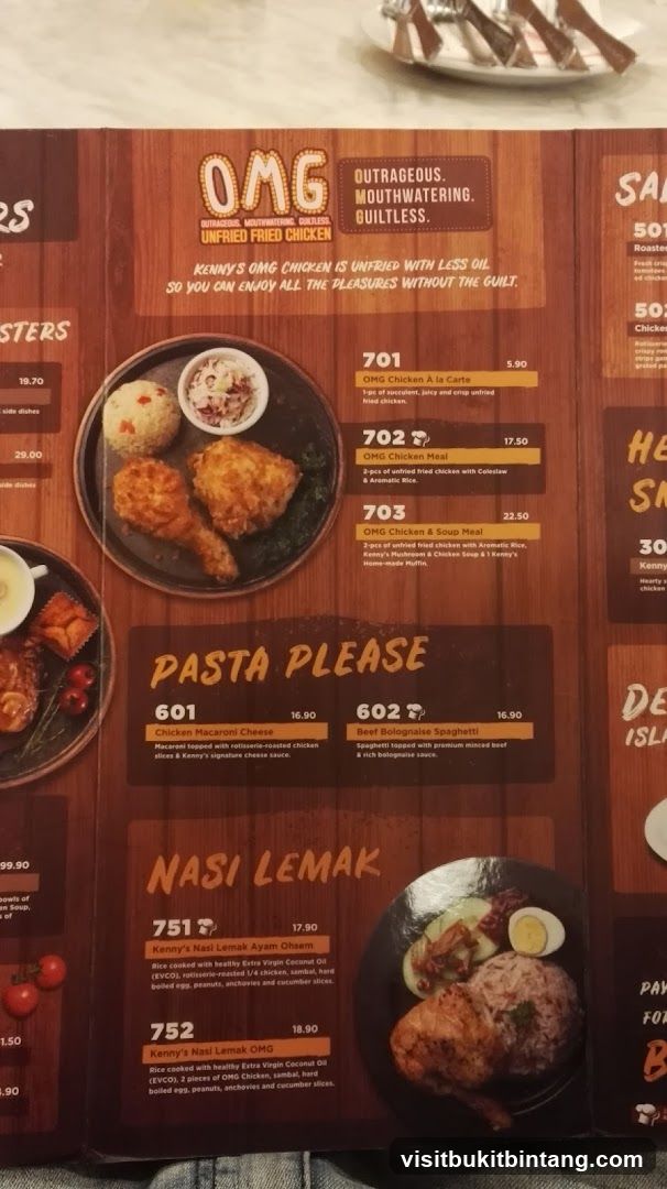 Kenny's OMG Unfried Fried Chicken Menu