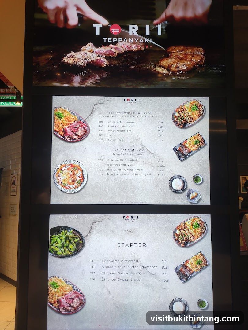TORII TEPPANYAKI Menu