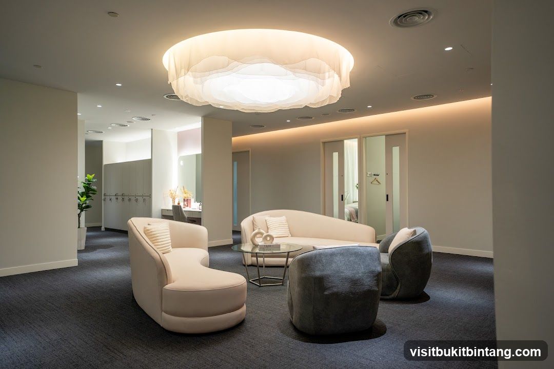 Modern Waiting Area with Sofas and Lockers