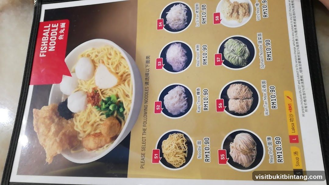 Fishball Noodle Menu