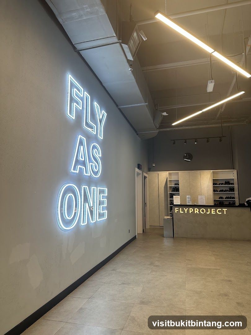 Interior of a modern studio with neon sign