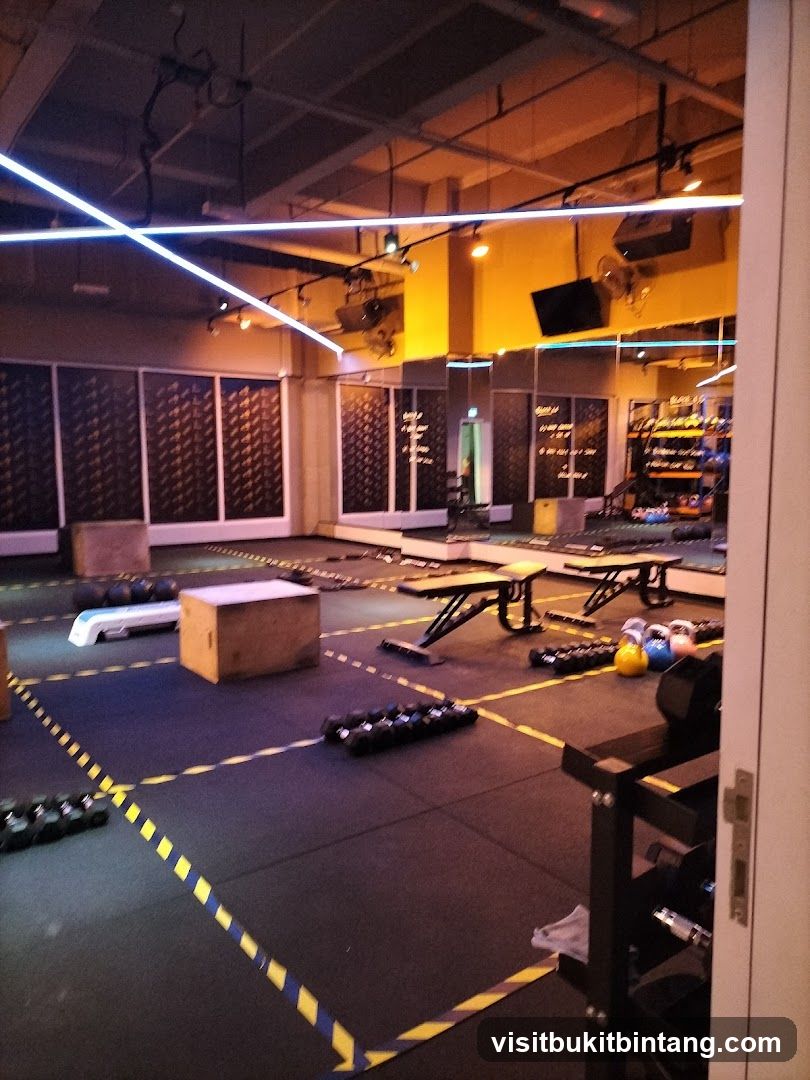 Gym Interior with Social Distancing Markers