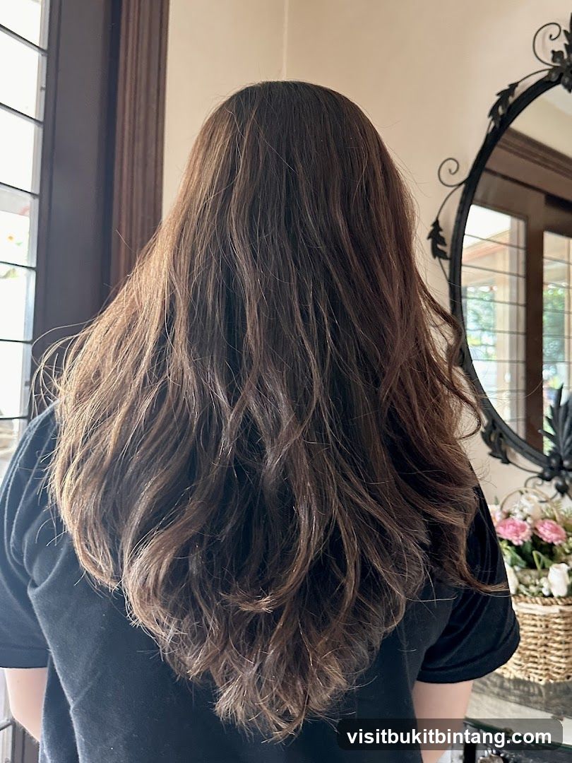 Woman's long wavy brown hair