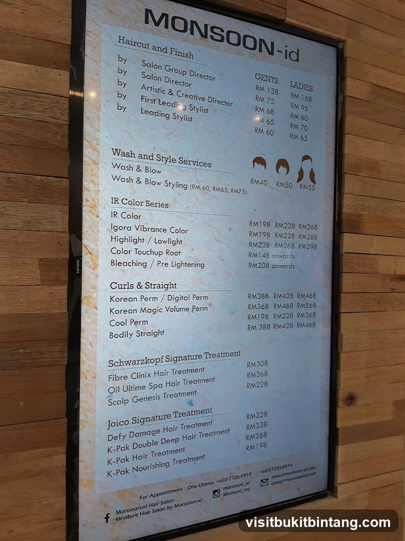 MONSOON-id Hair Salon Menu
