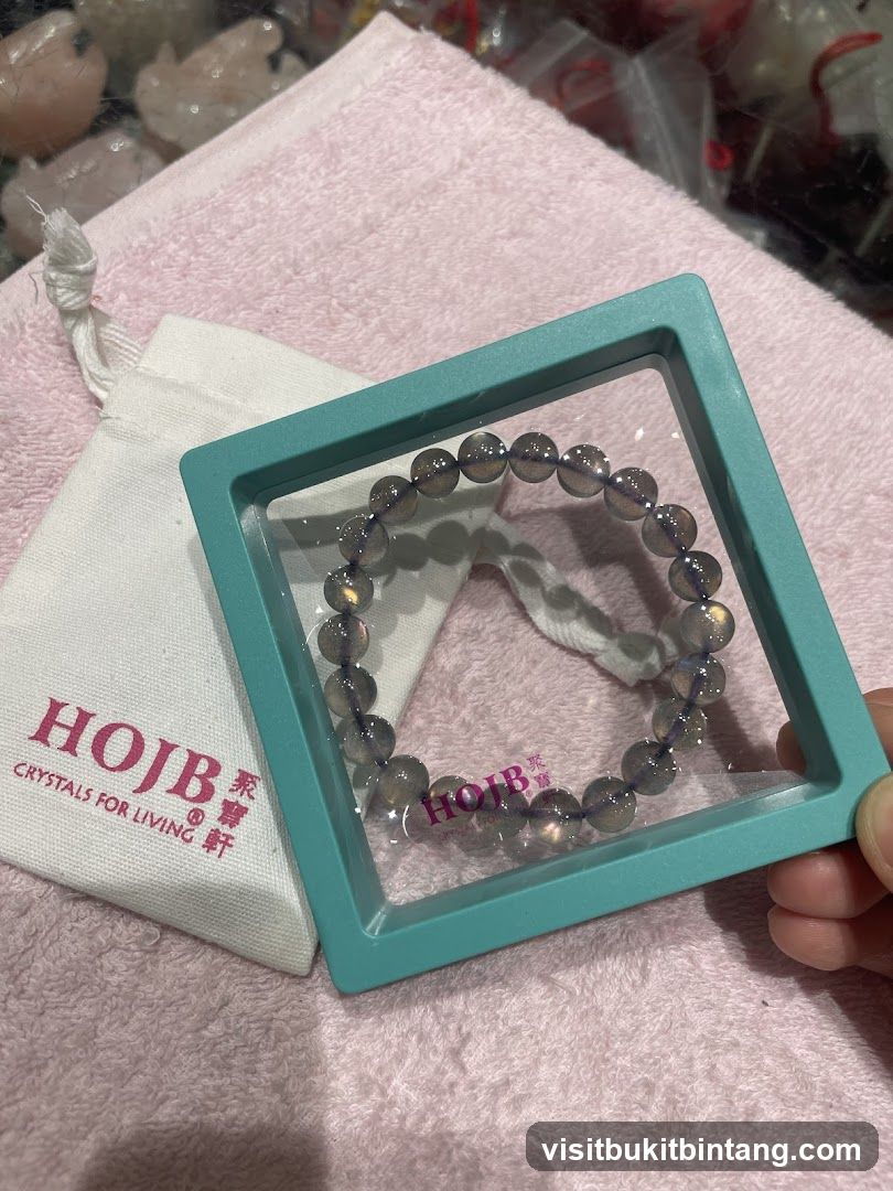 Beaded bracelet in display case