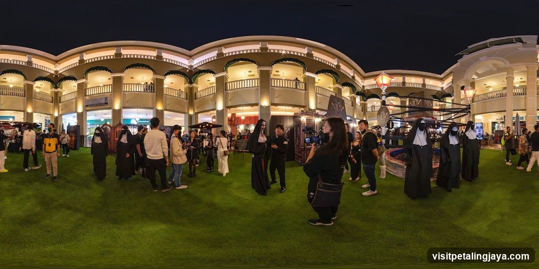 Night Market Scene with Costumed Figures