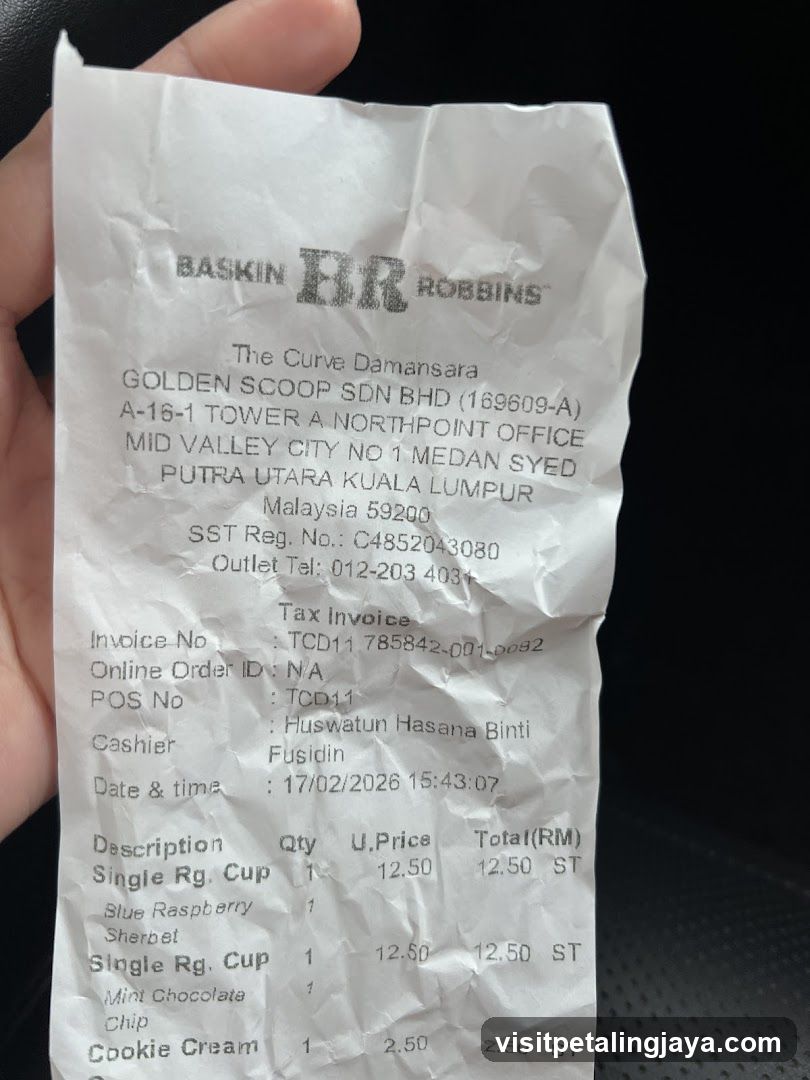 Baskin Robbins Receipt