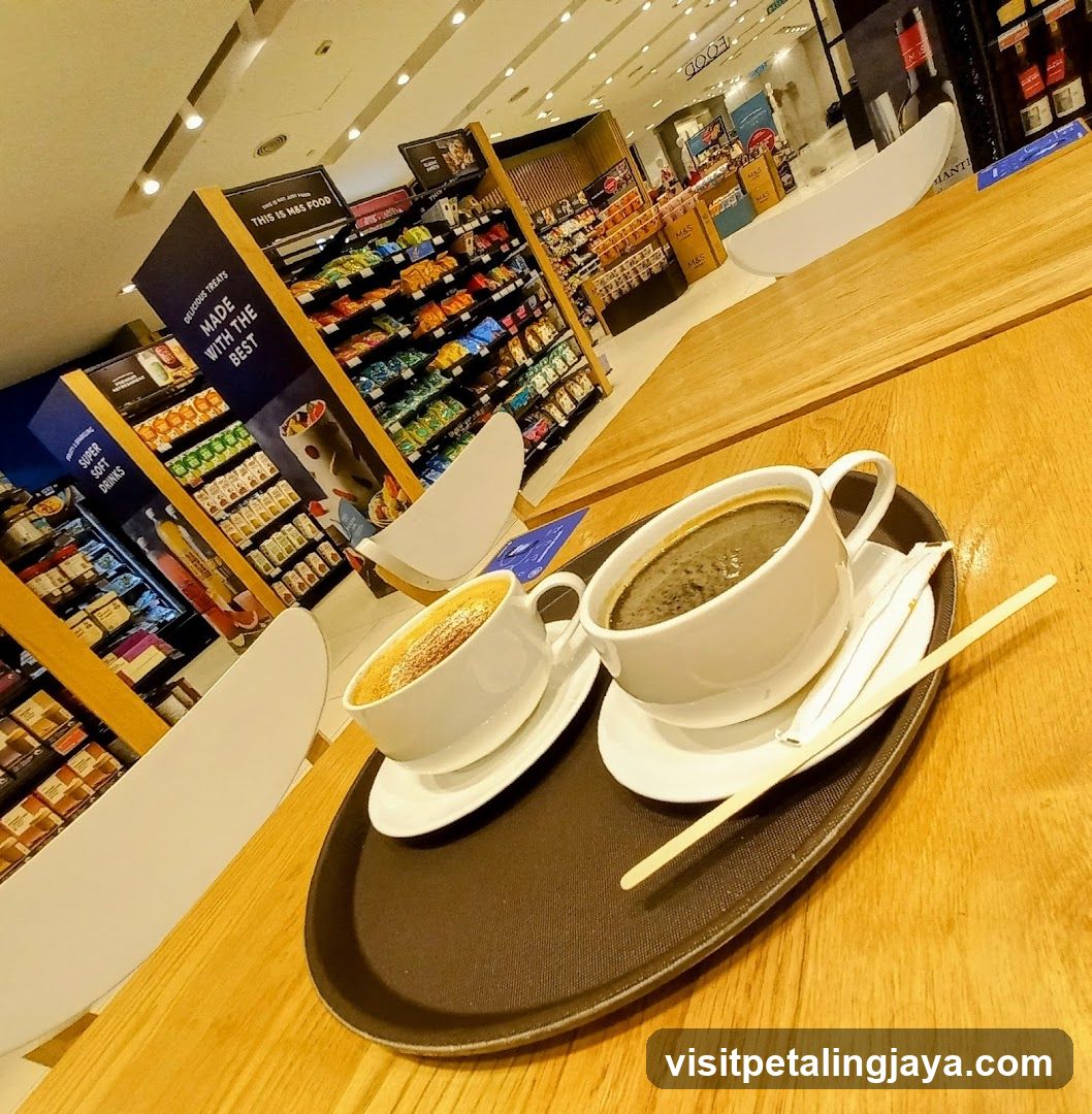 Coffee and snacks in a supermarket