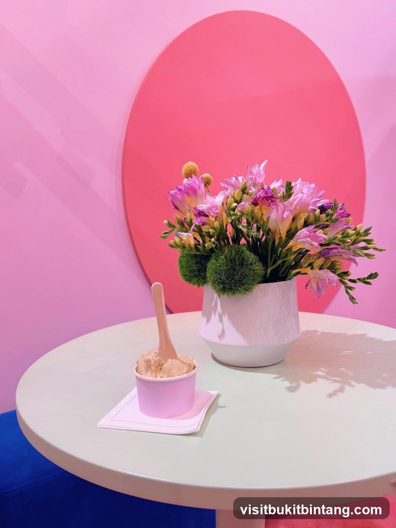 Ice Cream and Flowers on a Table