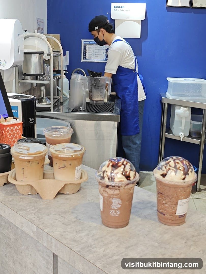 Barista preparing drinks