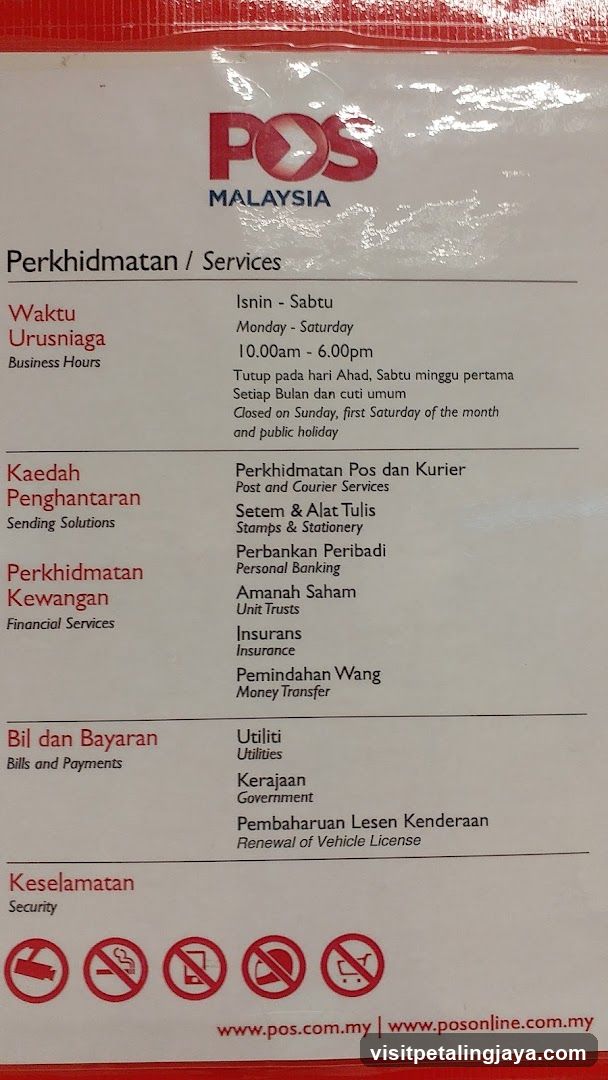POS Malaysia Services List