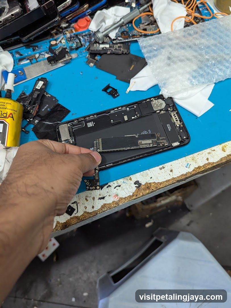 Disassembled Smartphone on Workbench