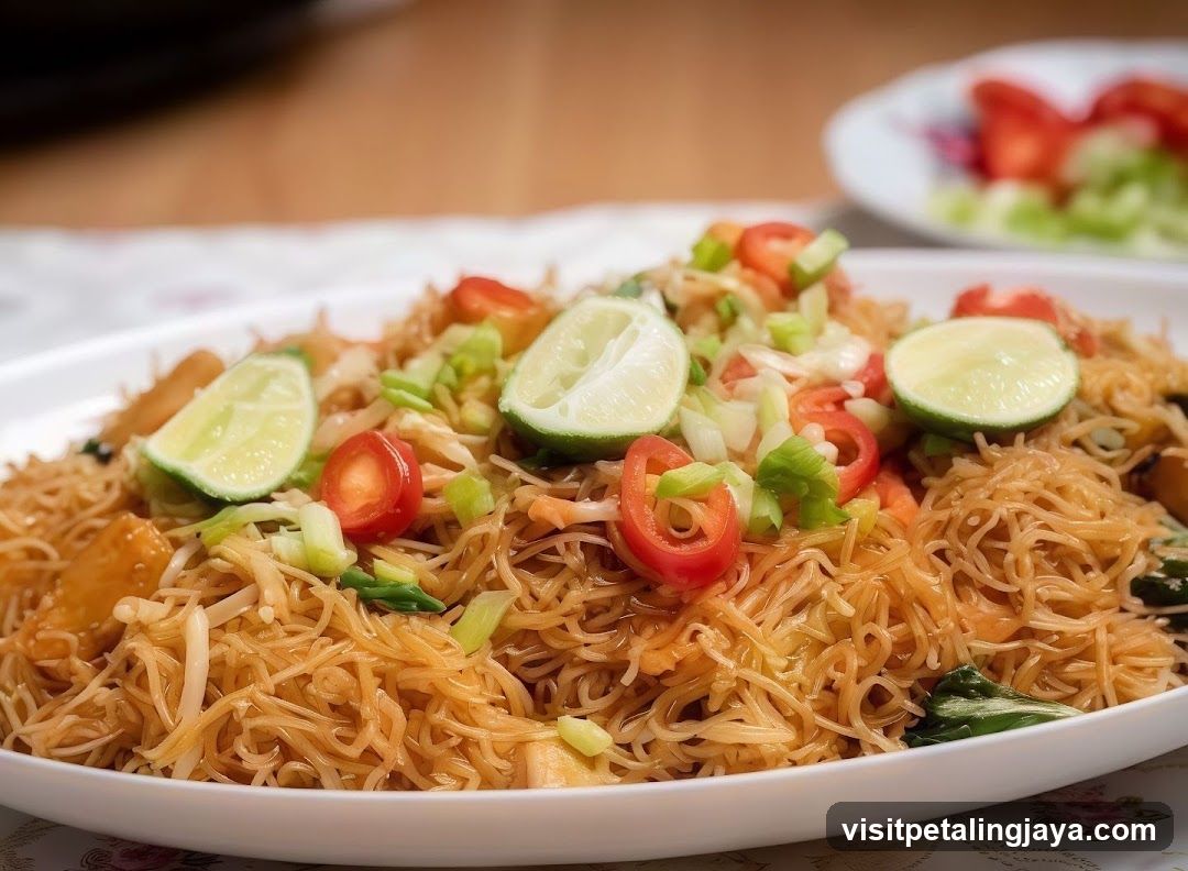Fried Noodles with Lime and Chili Garnish