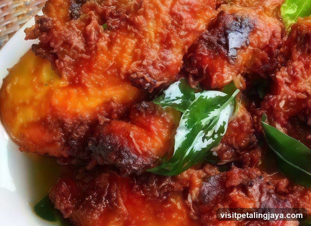 Fried Chicken with Curry Sauce and Basil Leaves