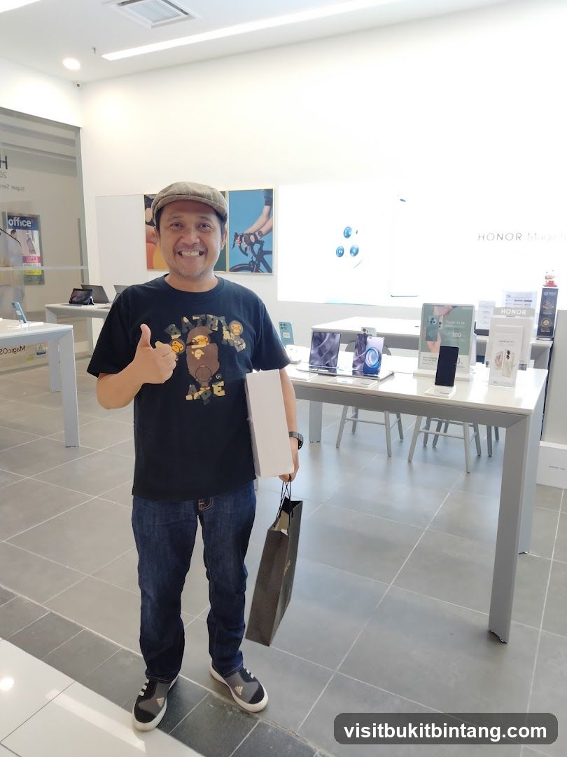 Man in a store with shopping bags
