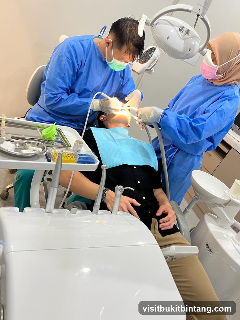 Dentist performing a procedure