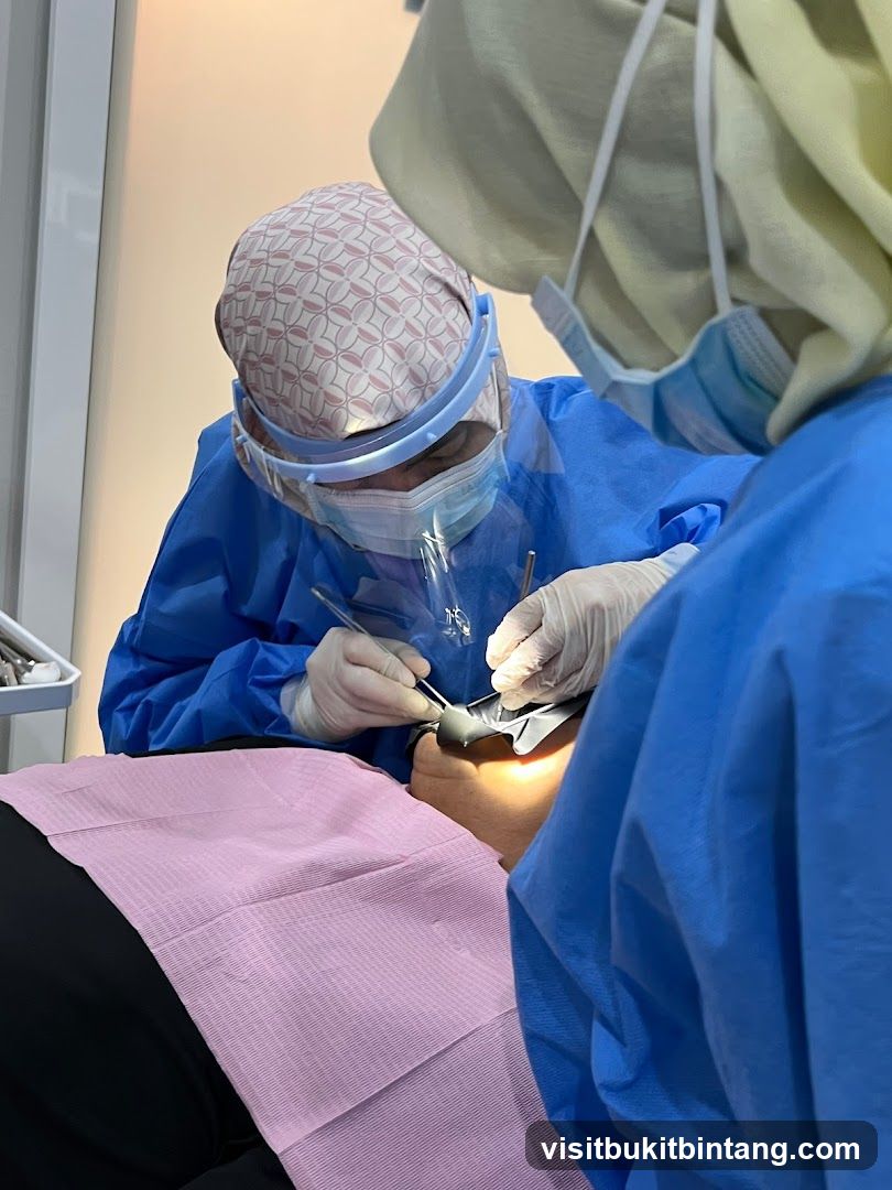 Dentist performing a procedure