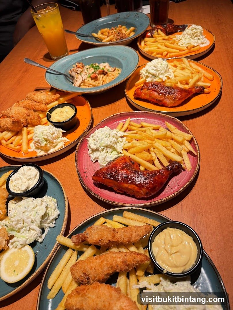 Plates of food on a table